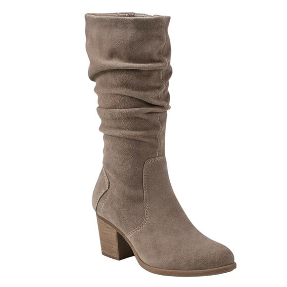 Earth Women's Vine Block Heel Narrow Calf Slouch Boots Taupe Size 9 - Picture 1 of 5